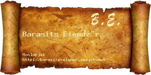 Barasits Elemér névjegykártya